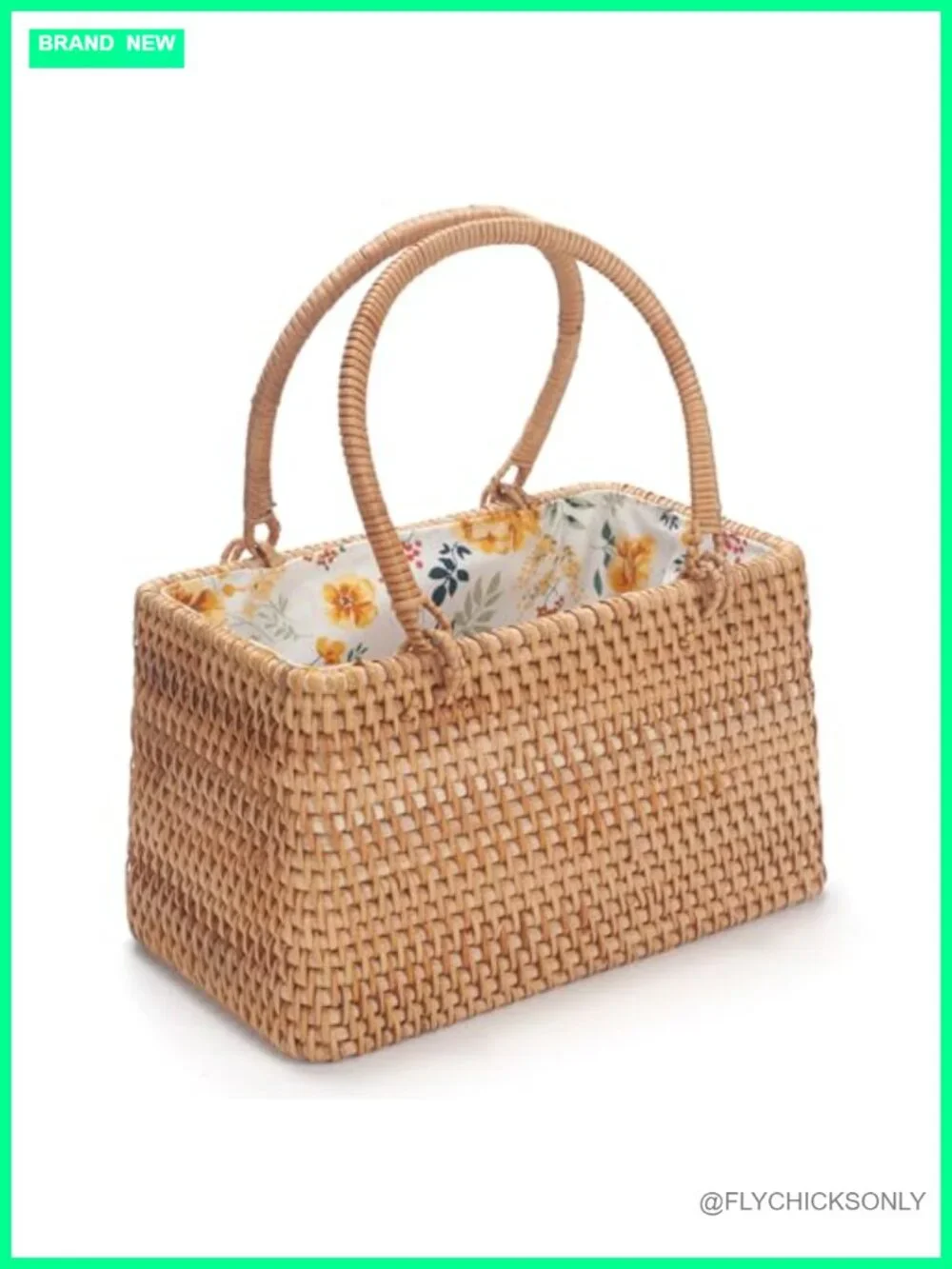 Small Rattan Handbag Wicker Basket Purse Handwoven Summer Beach Bag Travel
